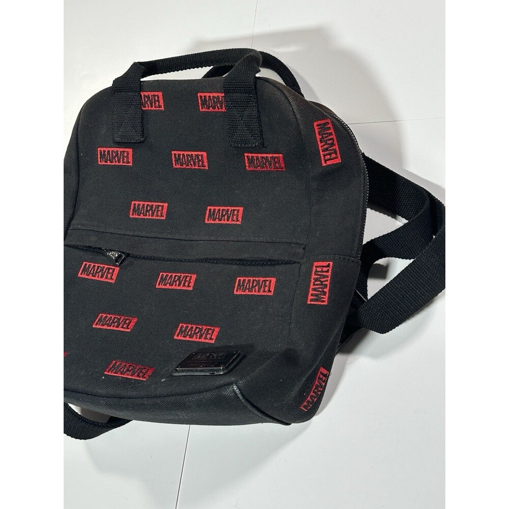 Loungefly Disney Marvel Red Embroidered Black Canvas Square Backpack Bag Pack - Picture 2 of 12